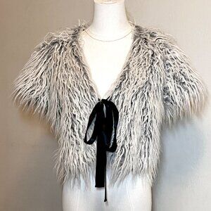 Lapis Faux Mohair Cropped Women's Vest Size Medium Whimsigoth / 70s Aesthetic